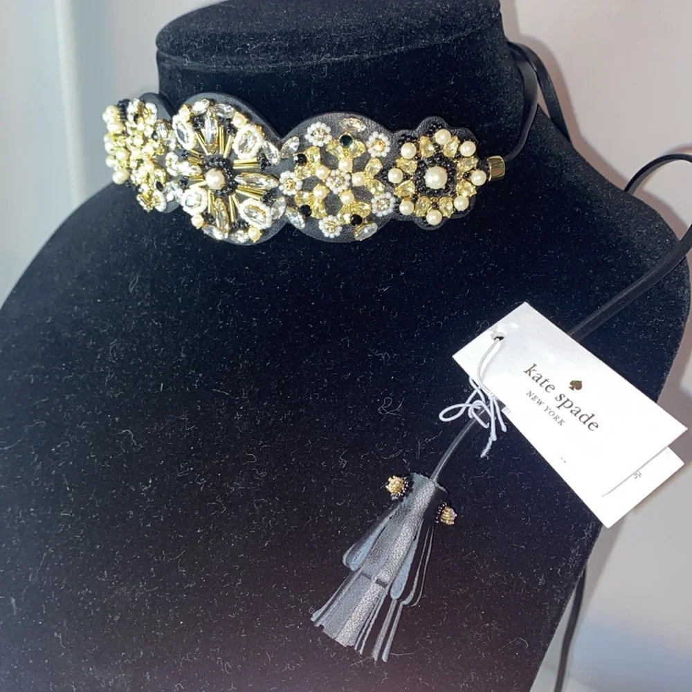kate spade Belt: desert garden gemstone & leather headband choker or belt NWT - Picture 1 of 13